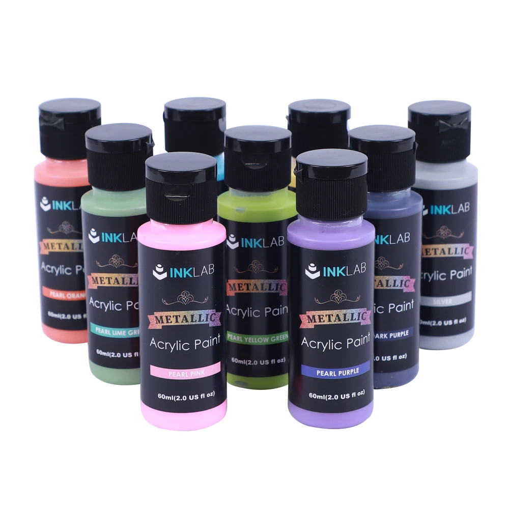 2021 Amazon Hot Sell 30/24/18 Pack 60ml Water-based Metallic Artists  Acrylic Paint Set