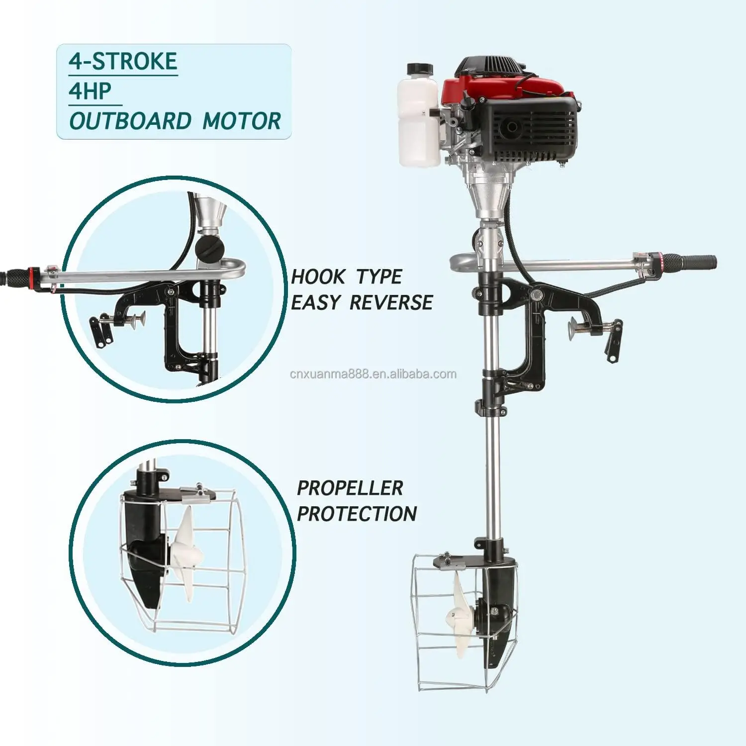 Outboard Motor Boat Engine 4 Stroke 4.0 HP Marine Boat Motor with Air Cooling System and Manual Pull Start