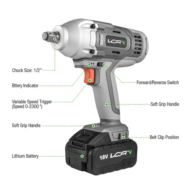  Electric Brushless Lithium Battery Wrench 20v Cordless Hand Jackhammer Impact