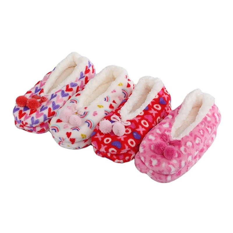 Trend Wholesale Fuzzy Printed Pattern Coral Fleece Winter Slides House Indoor Slippers