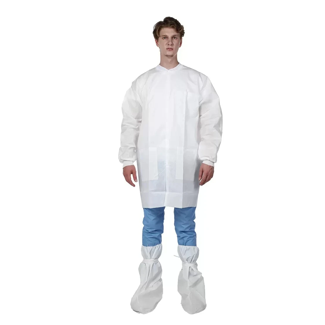 New Non woven  Medical Lightweight With Kimono Style  Disposable Individually Dustproof Lab Coat