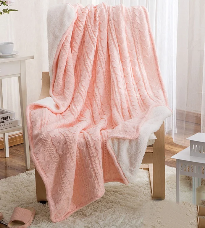 wholesale 100% cotton linen throw rockwool yarn dyed oversized bedding baby throw warming knitted blanket