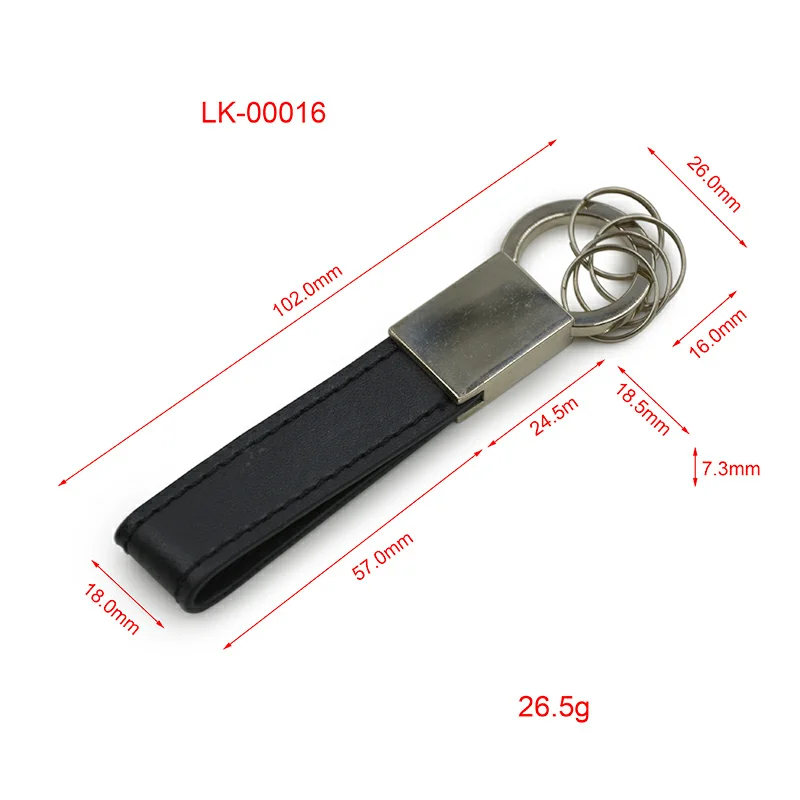 Personalized luxury Genuine black Leather car logo key chain tags with box for giveaway