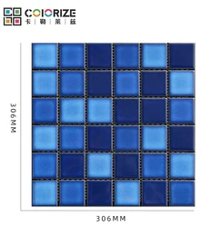 Colorize Foshan Factory Cheap Navy blue Porcelain swimming pool Mosaic Tile Kiln Vary 306x306mm ceramic mosaic tile