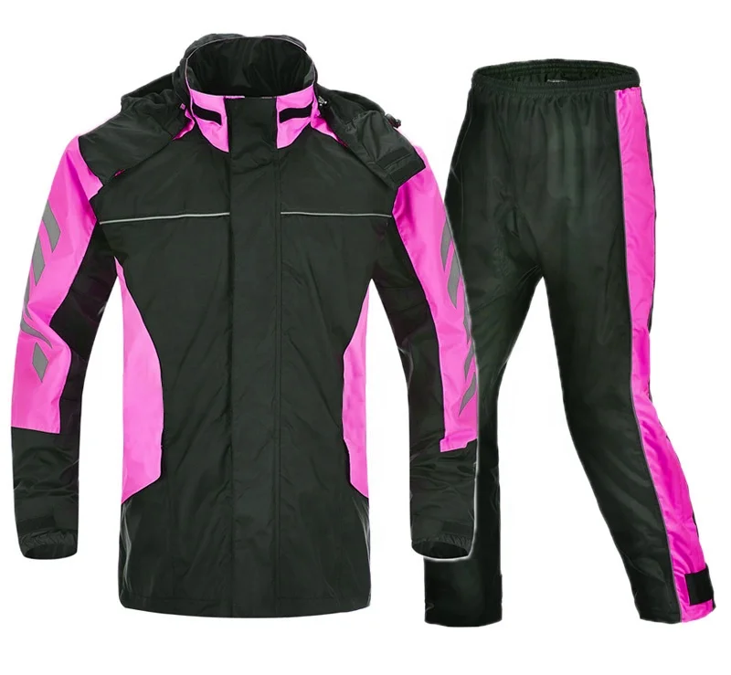  Factory Custom Waterproof Windproof Rainwear Rain Jacket Pants Mens Delivery Club Uniforms for Motor Cycling Clothes Seam