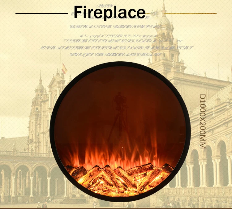 Box LED Bulb Wooden Manufacturers Core Simulation Embedded LED Electronic Fireplace Decorative Round Electric Fireplace Indoor