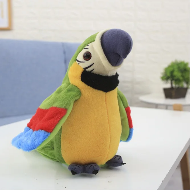 Electric Talking Parrot Plush Toy Cute Speaking Record Repeats Waving Wings Simulation Bird Kids Birthday Stuffed Plush Gift