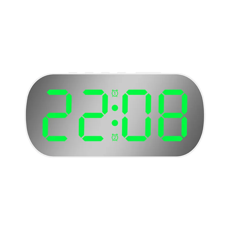 Large Snooze Table Automatic Backlight Mirror Thermometer Electronic Quartz LED Desktop Alarm Clock with Calendar Feature