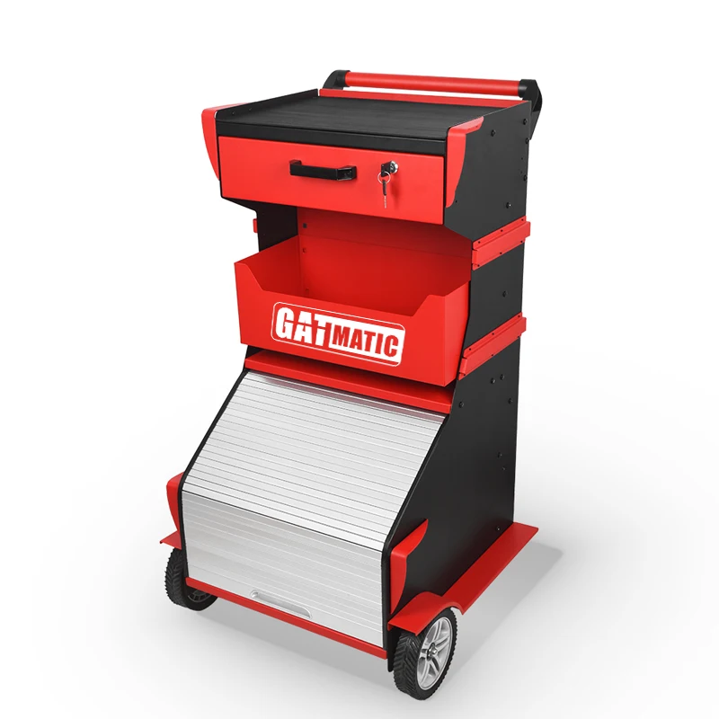 GATmatic Rolling Tool Chest Metal Drawer Roller Door Design Workshops Garage Maintenance Tool Trolley Wood Material Cabinet