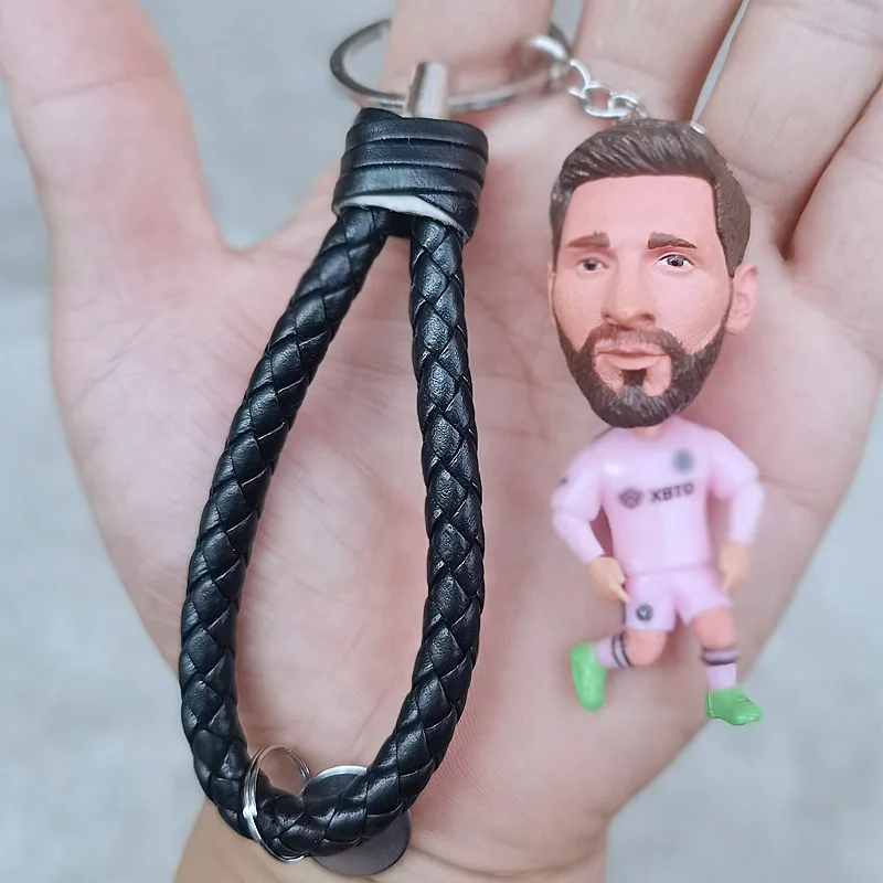 Factory Wholesale Hot doll key chains Miami Messi Riyadh C-Rhonal Mbappe 3D soccer star key chains