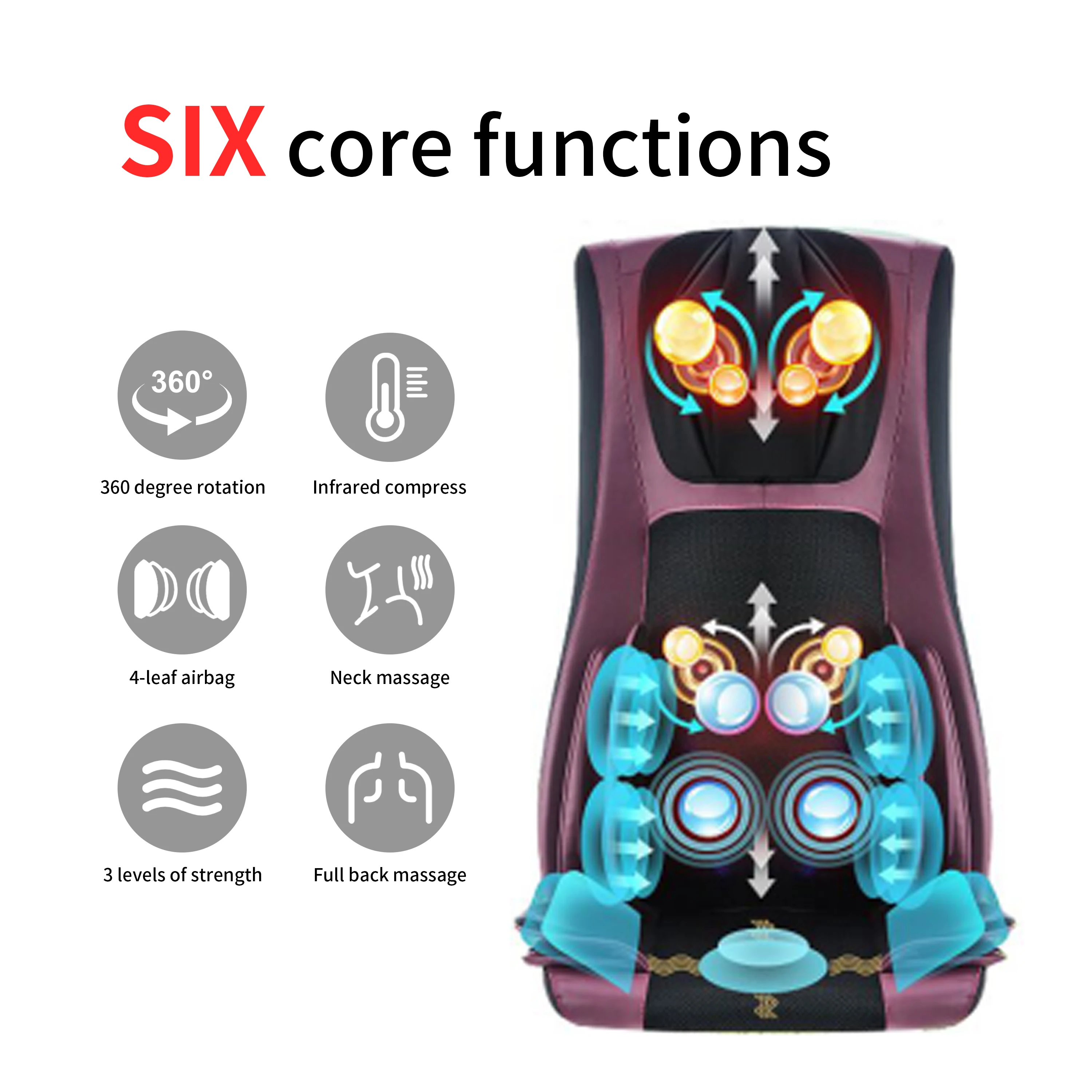 Most Luxurious Modern Car Cushions Shiatsu Massage Mattress Electric Hip Vibration Heating Massage Seat Cushion