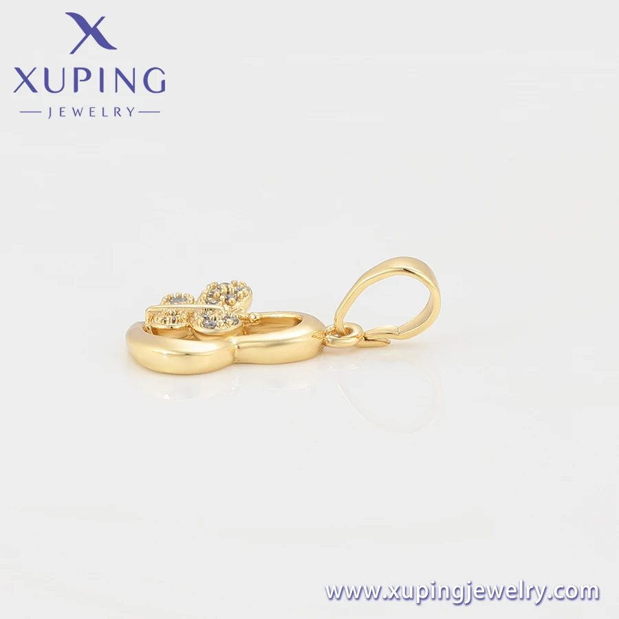 S00105199 Xu Ping jewelry fashion new butterfly set diamond heart 14K gold earrings pendant two-piece set