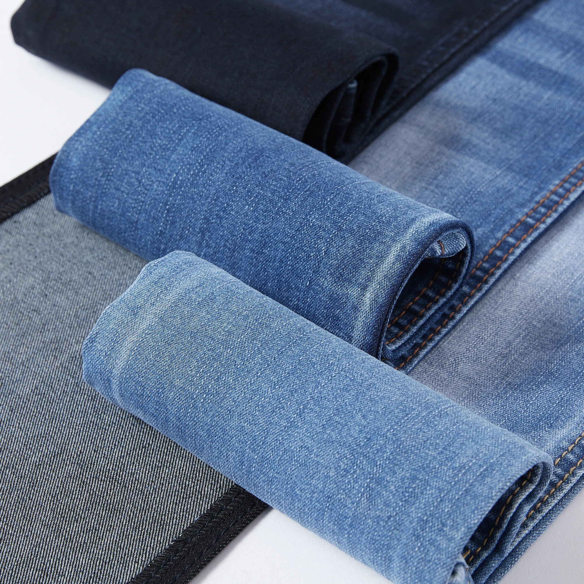 Hot selling dark grey denim fabric GK8099-1 viscose elastic slub denim jeans fabric