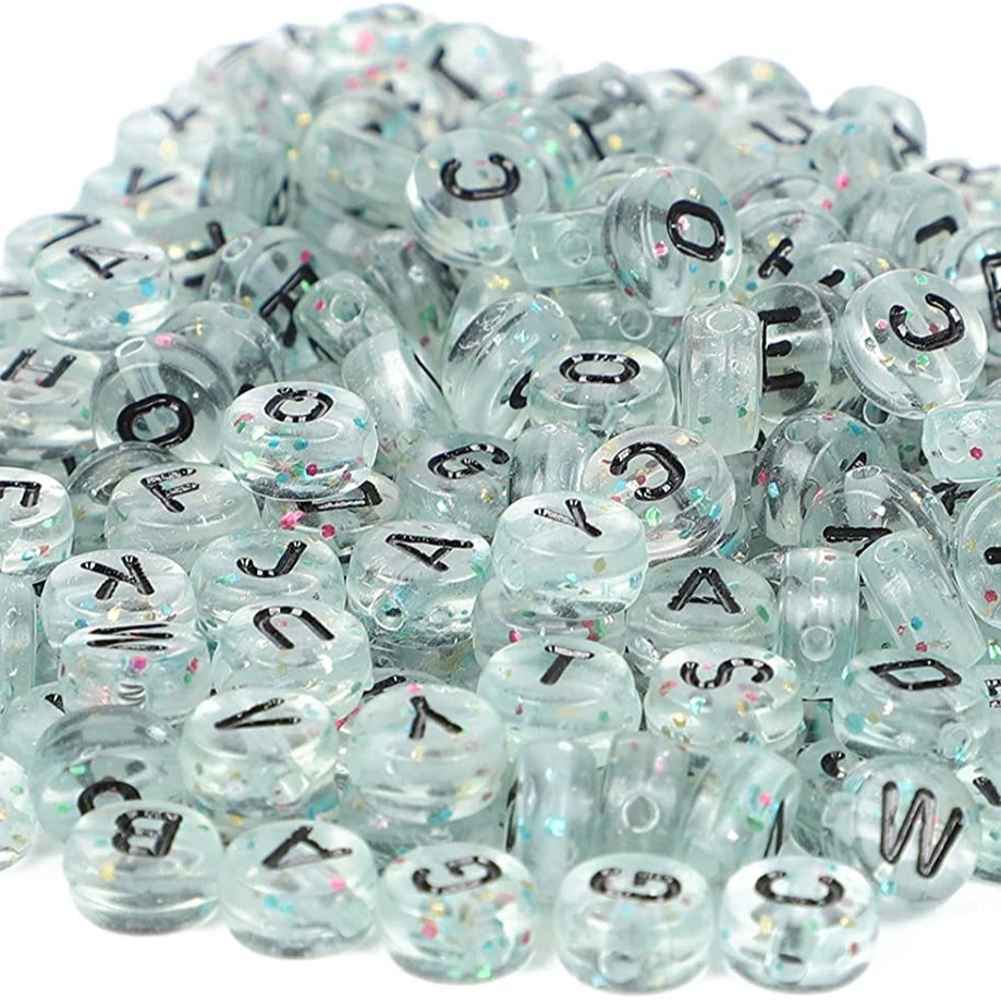 Acrylic Black Numbers Onion Pink Round Alphabet Letter Beads for Jewelry Making