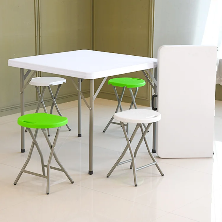 Hot selling white blow molded HDPE outdoor simple folding table portable table square folding square table
