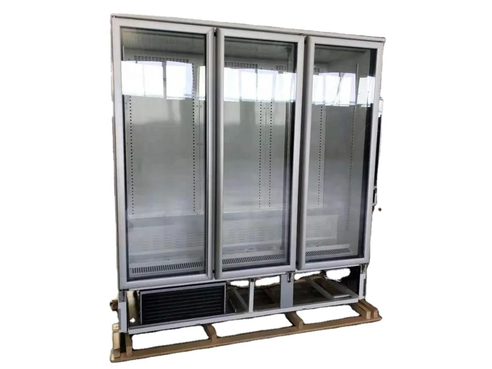 Supermarket Commercial Vertical Plug In Upright Glass Door Cold Energy Drink Beverage Display Refrigerator Freezer
