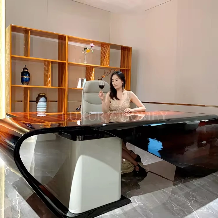 Luxury Homey Italian high quality modern designer fashion solid wood office table and chair set for home office furniture