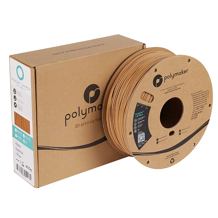 Large Capacity Clean Matte Finish Custom Polymaker 0.8kg/1.75mm Cardboard Spools Foaming Light Weight PLA 3d Printer Filament
