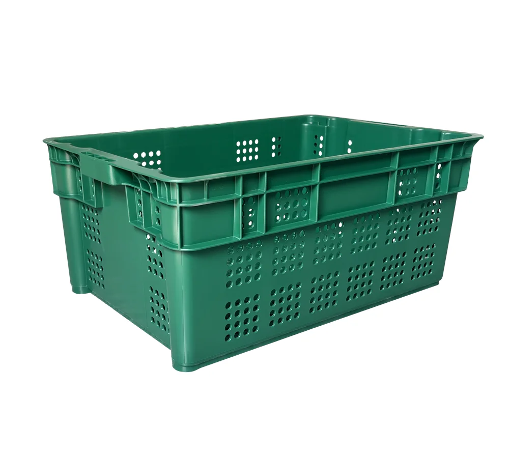 durable 600x400x250 mm vented type stacking and nesting plastic transport fruit and vegetable box totes