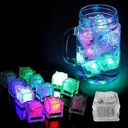 7 Glowing Colors Multi Color Waterproof Reusable Plastic Square LED Ice Cube With Liquid Sensor