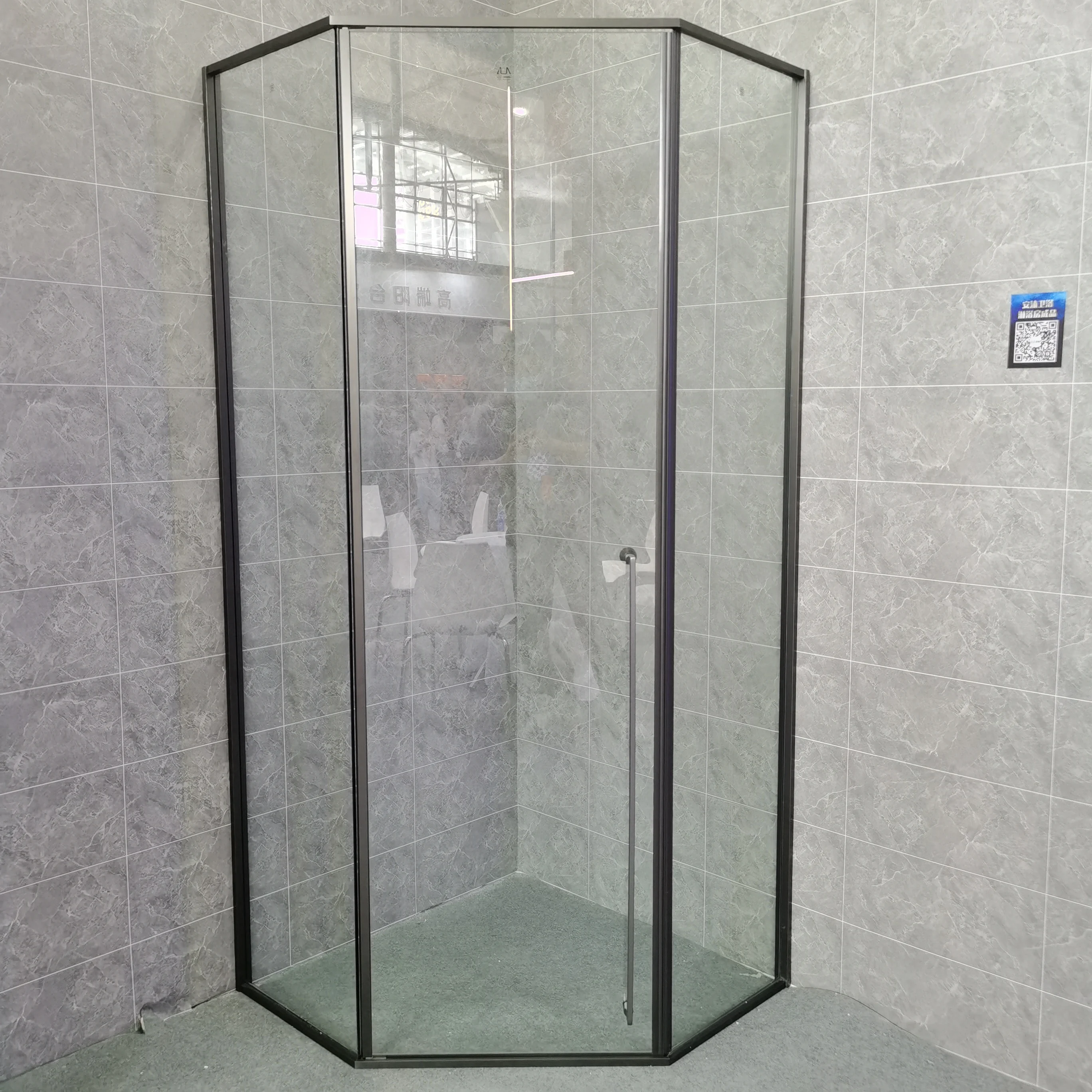 Gold all wrapped frame bearing hinge sliding door glass shower room customized