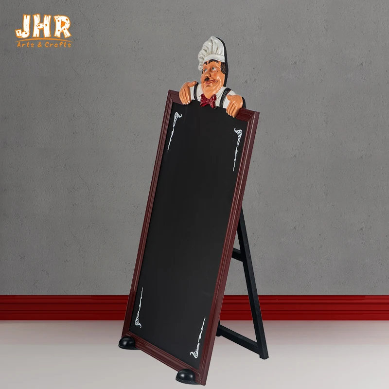 Factory Price Resin Italian Fat Chef Restaurant Figurines Mini Statue Welcome Board Ornaments for Table Decoration