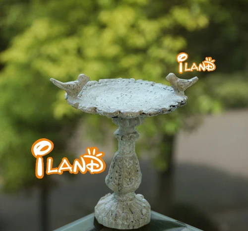 ILAND Miniatures 1/12 Doll House Mini Garden Outdoor Center Fountain With Two Birds for Dollhouse