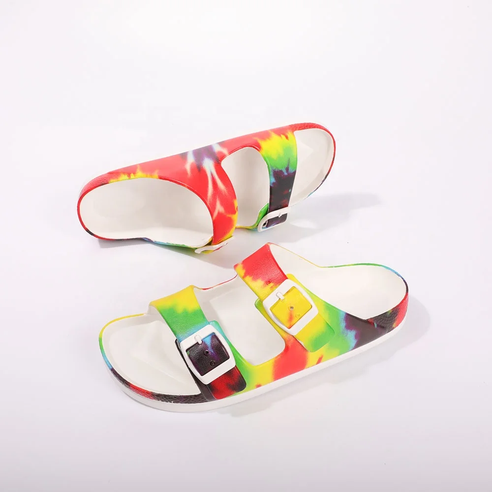 HEVA Digital Print EVA Injection Shoes Double Adjustable Buckle Cloud Slides Slippers Summer Women Sandals
