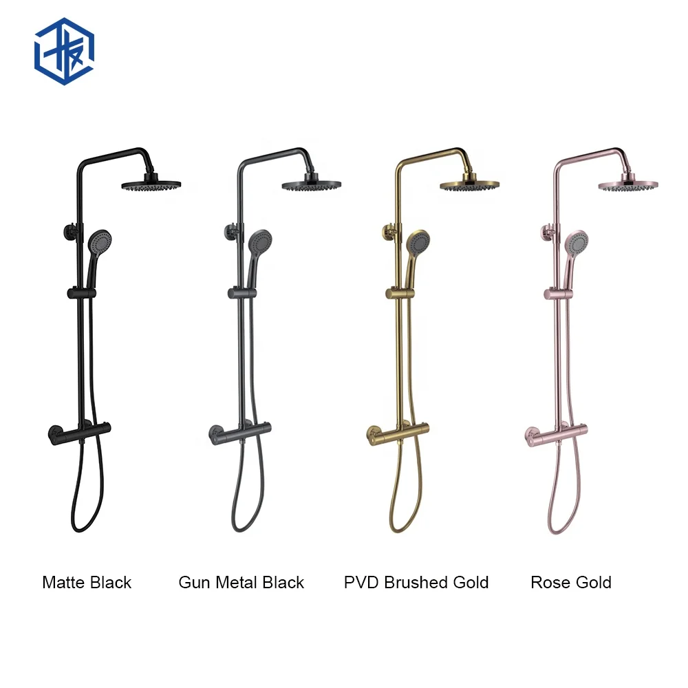 CE WRAS bathroom sanitary ware round shape hot cold water mixer faucet exposed installation thermostatic rain shower set