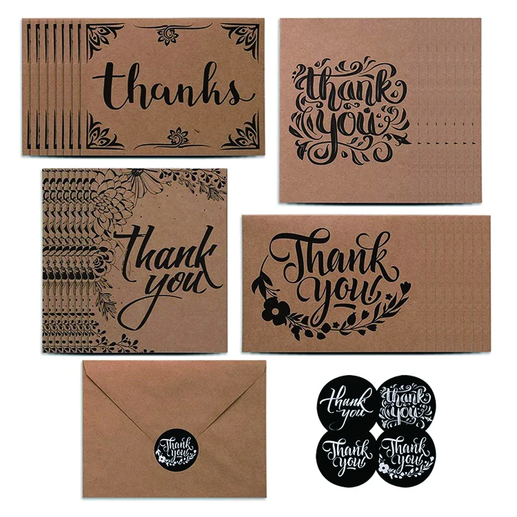 Wholesale recycled kraft paper baby greeting cards with envelopes