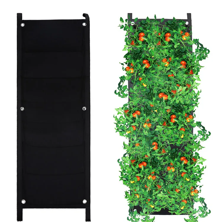 High quality felt garden grow bag 7 Pockets Manufacturer Felt Hanging Planter Vertical Garden Grow Bags