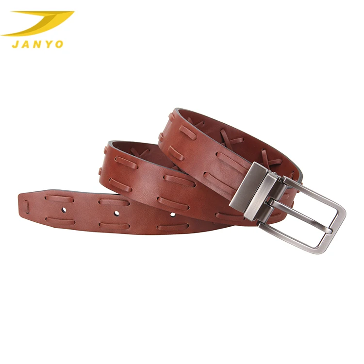 JANYO Newest design top quality buckles casual men braided pu leather belt