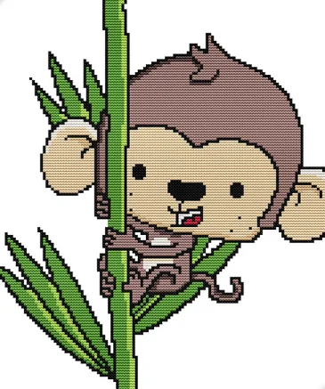 
Bamboo leaf monkey cartoon cross stitch embroidered DIY self embroidered decorative hanging picture wholesale 