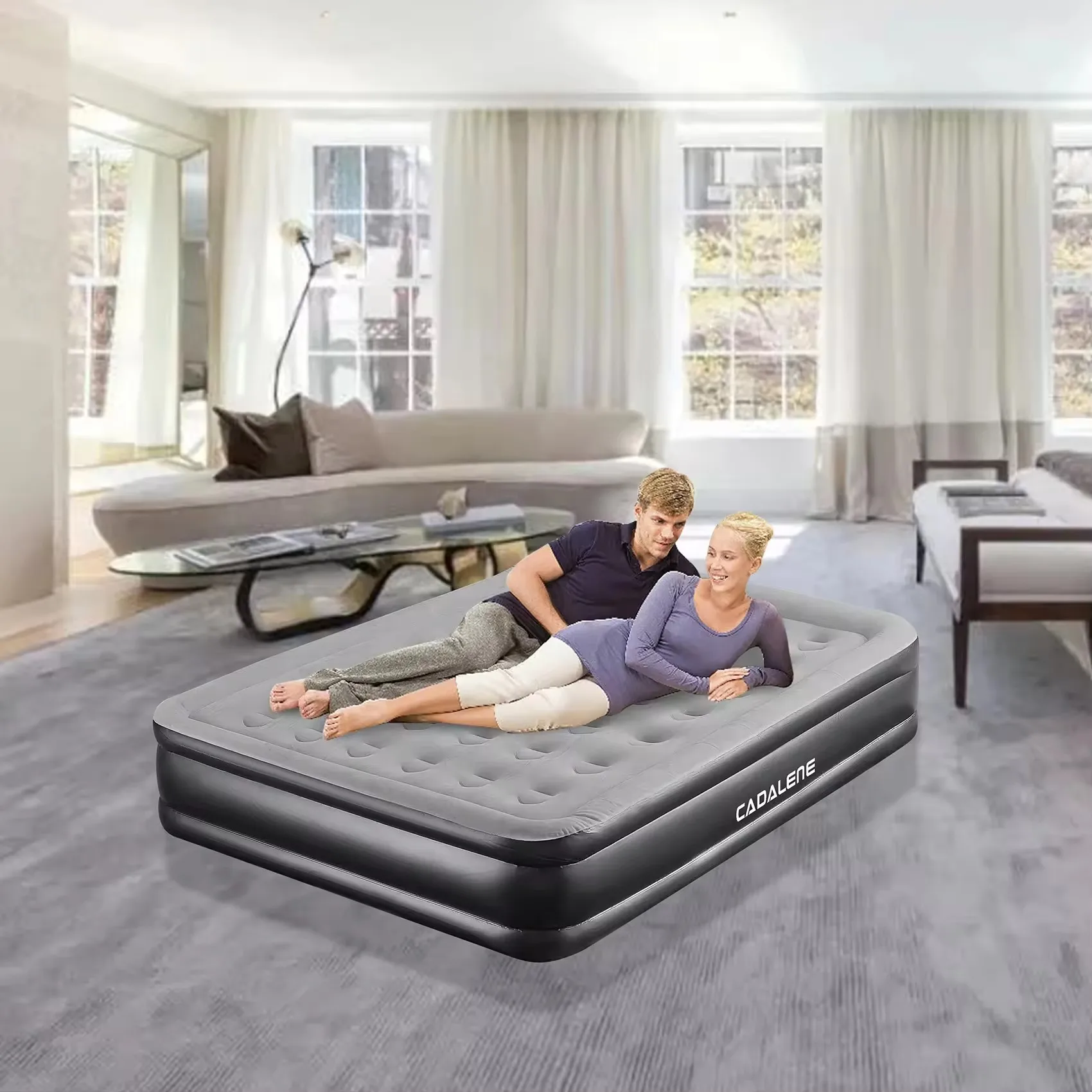 New Arrival Outdoor Camping Inflatable Lounger Sleeping Mattress Portable Double Single Pvc Eu Plug Foldable Air Mattress