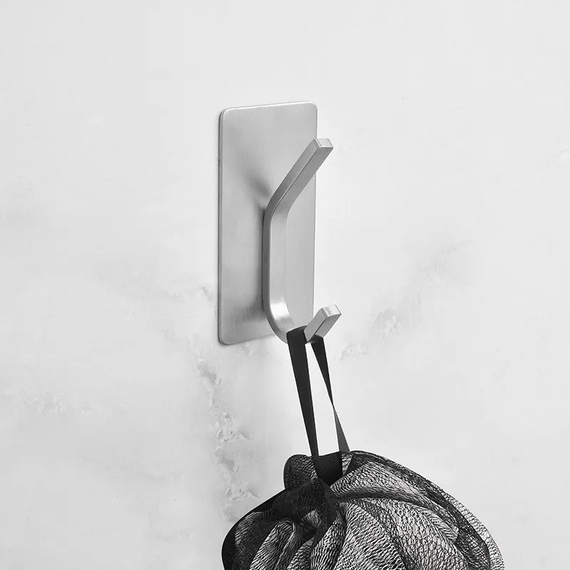 Bathroom Bedroom Towel Hook Organisation Stainless Steel Wall Mounted Sticky Coat Cloth Hanger Hook