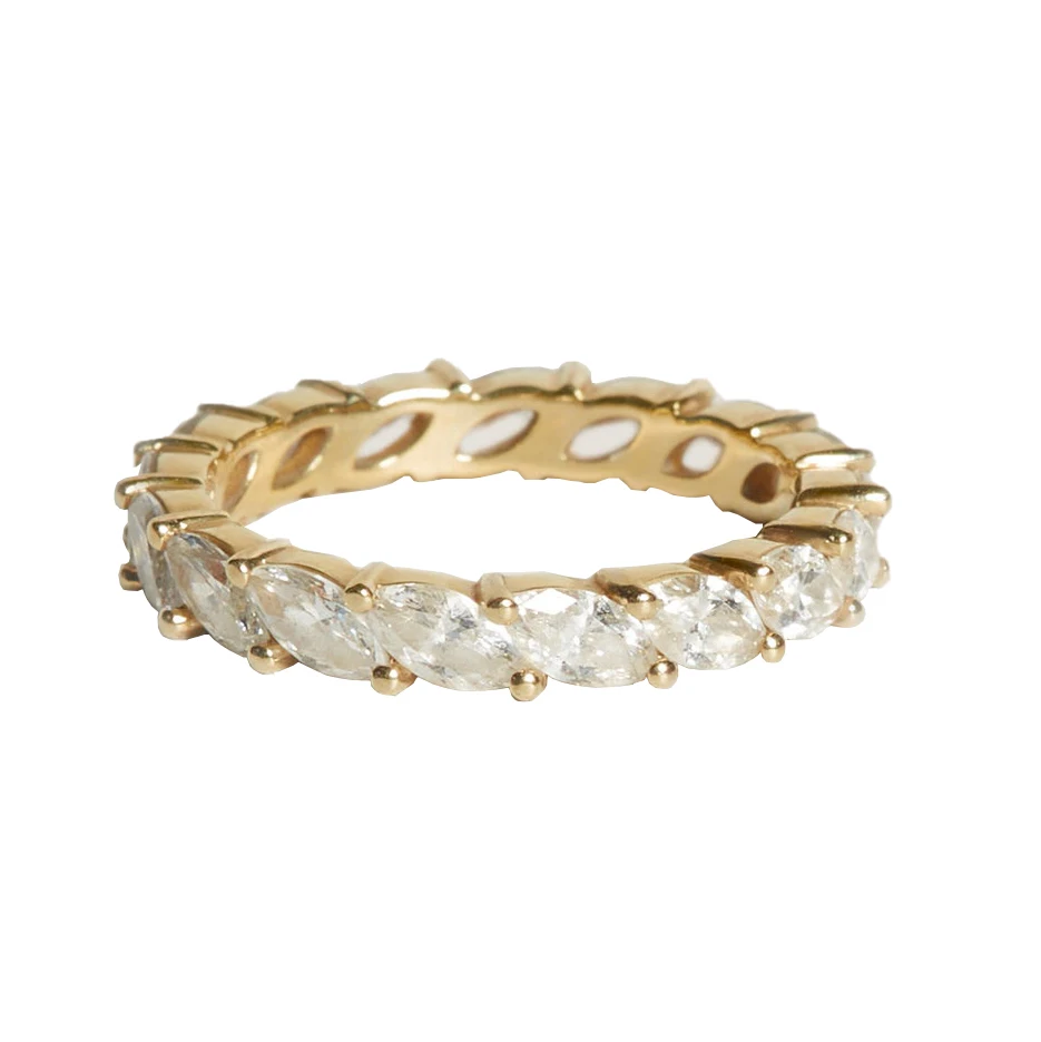 Custom 18K Solid Gold Seven Marquise Ring CVD Lab Grown Diamond Ring For Women