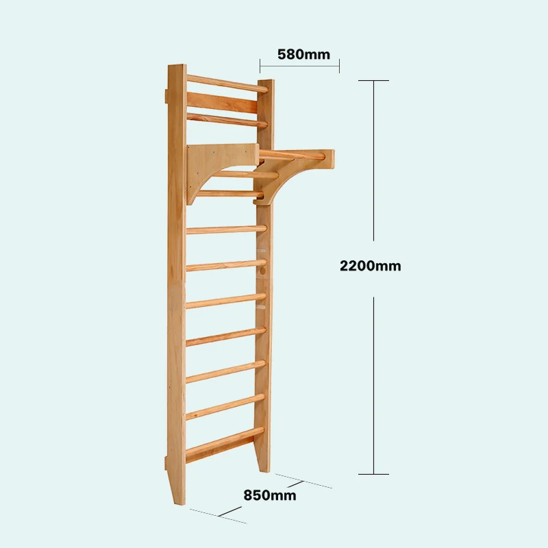 Winning Natural  Wall Bar Wooden Swedish Body Stretching Gymnastic Wall Bar For Children Exercising