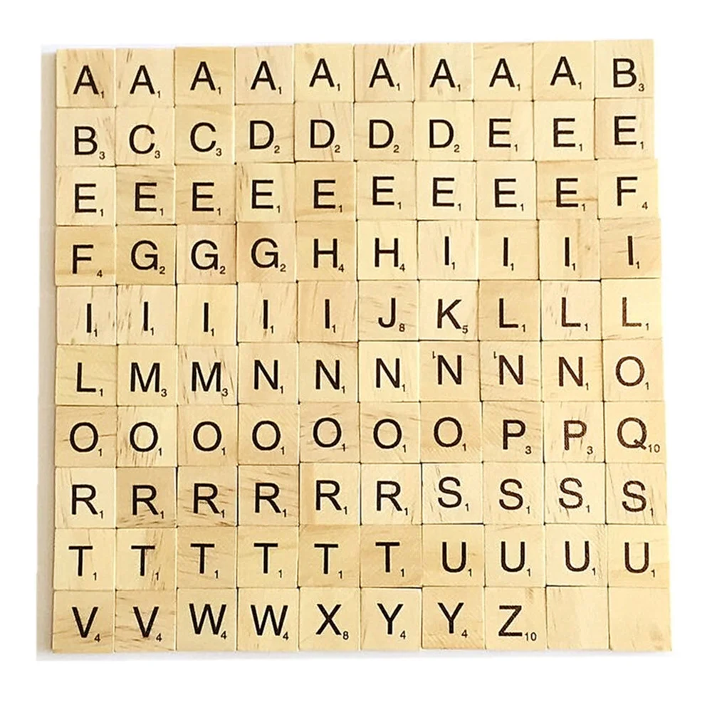 Wood Letter Tile Wooden S crabble Tiles A-Z Capital Letters for Crafts, Pendants, Spelling