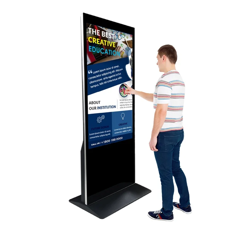 32-86 inch floor stand vertical totem LCD indoor kiosk advertising player touch screen interactive digital signage and display