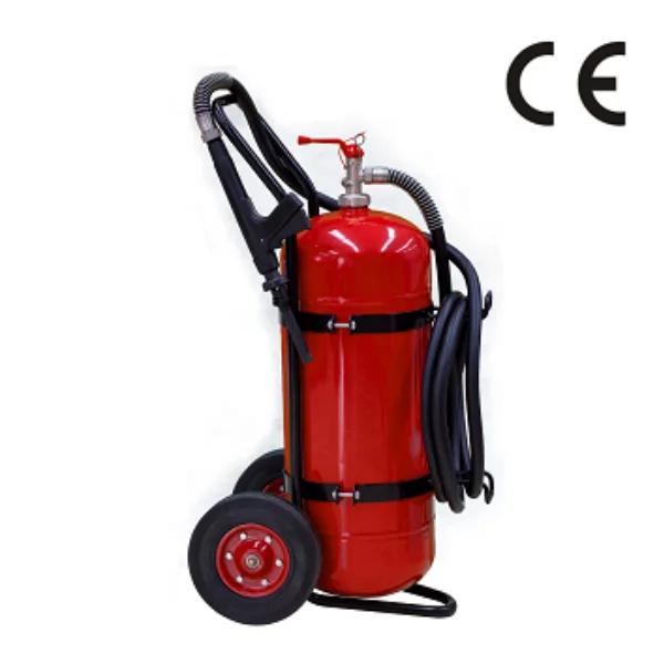 Wheeled mobile fire extinguisher trolley mounted DCP chemical powder fire extinguisher 20kg 30kg 50kg 100kg