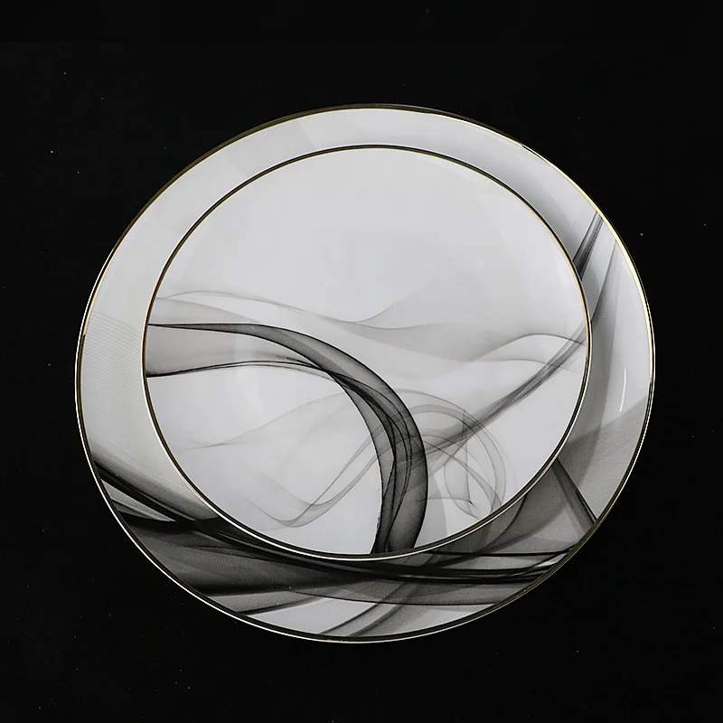 Ink style dinner plate OEM porcelain plate wholesale porcelain dinnerware plate for Russia Turkey