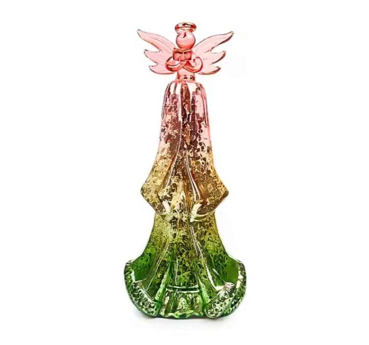 Led lighting angel modeling glass Glowing glass craft  Christmas tree for Xmas gift home decoration
