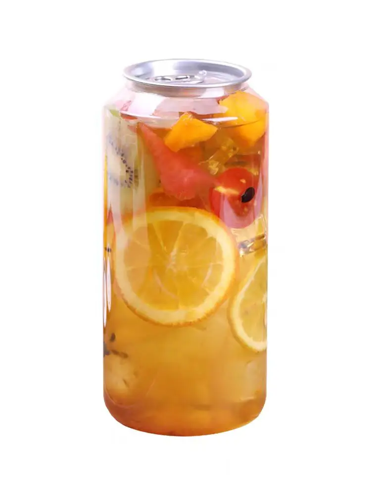 wholesale 375ml 500ml Clear Bmpty Beverage Bottles Fancy Juice Bottle PET Milk Tea Beverage Drink Packaging Bottles with Covers