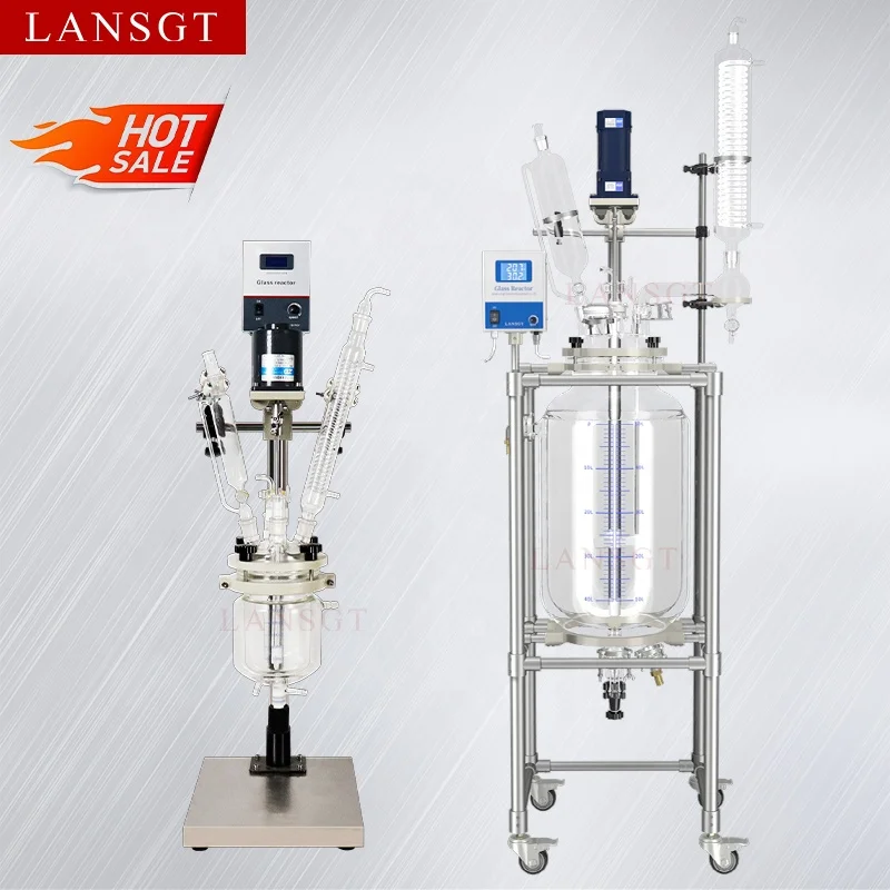 1L-200L LANSGT Customized Industrial Chemical Reaction Jacketed Glass Reactor for Factory Lab Laboratory Use