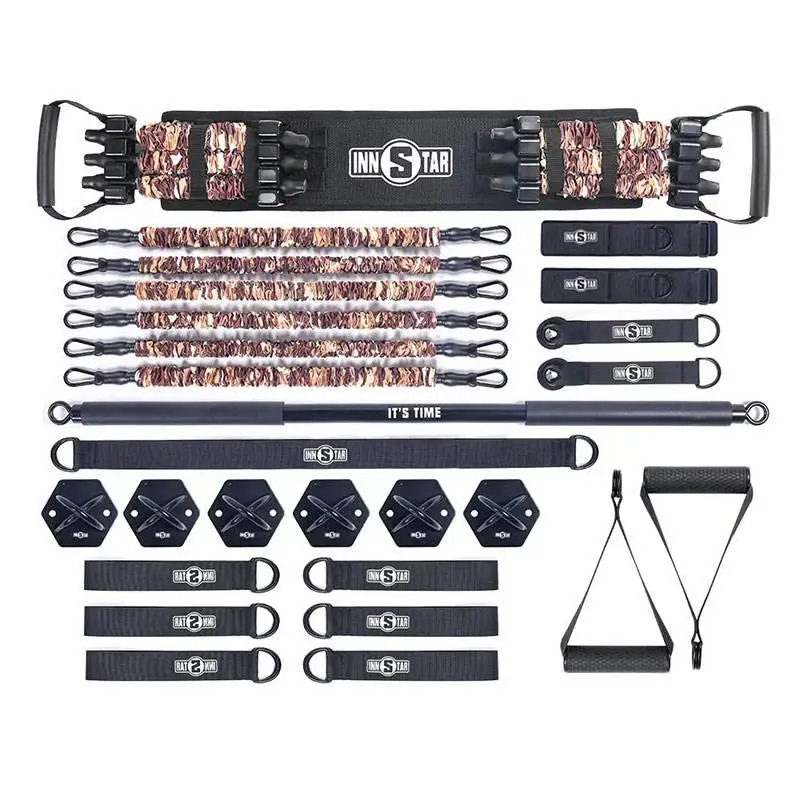 Innstar Home Fitness Workout Gym fitness equipment Set with 6 Resistance Bands set and 8 Accessories Home Full set
