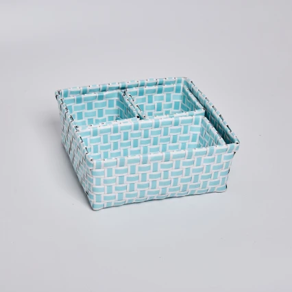 White and Blue Resin Rectangular Mini Bathroom Basket Set of 4 PP/Plastic Sundries Organizer