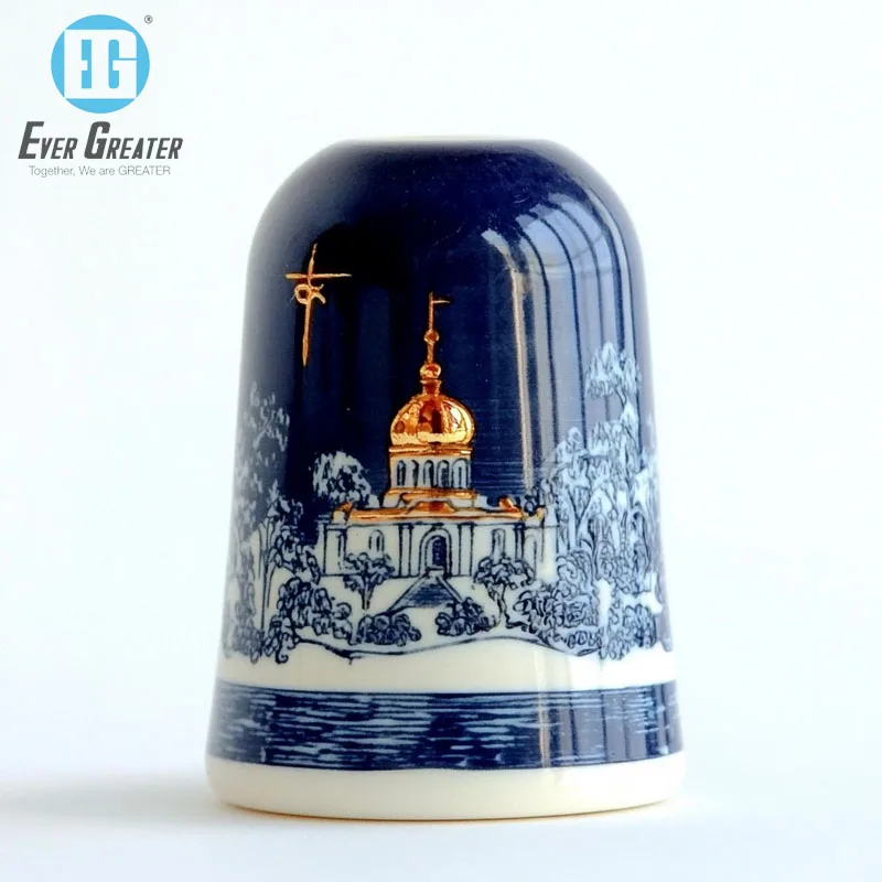 High quality design exclusive ceramic thimbles customized national city tourism ceramic thimbles