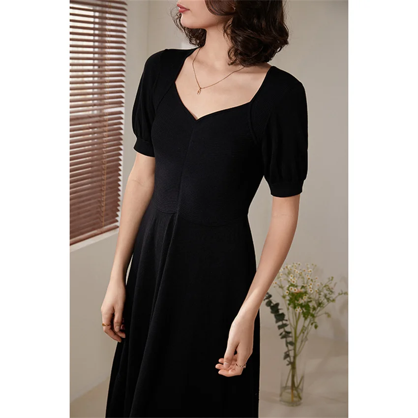 Most Popular Pure Green Knitted Dresses Women 2025 New Dress Designs Summer Dress