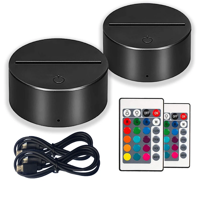 Акриловая черная 3D Светодиодная лампа ночник сенсорное основание USB-кабель и дистанционное управление светодиодный светильник с держателем основа для лампы