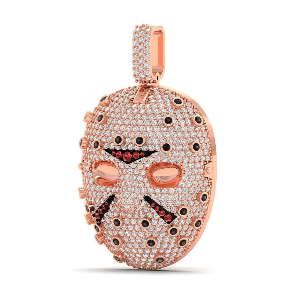 Wholesale Hip Hop Rapper Hockey Mask Necklace Jewelry Gold Plated Iced Out Cz Diamond Jason Voorhees Mask Pendant